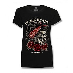 BLACK HEART Pin Up Skull čierna - L