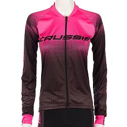 Crussis Dámsky cyklistický dres s dlhým rukávom čierno-ružová - XS